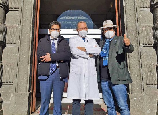 Roma - Al Bano allo Spallanzani con D'Amato e Vaia