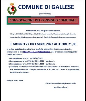 Gallese - La convocazione di consiglio comunale sbagliata