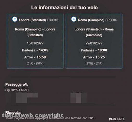 Viterbo - Il biglietto aereo