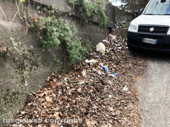 Viterbo - Rifiuti abbandonati davanti al Grandori a porta Romana