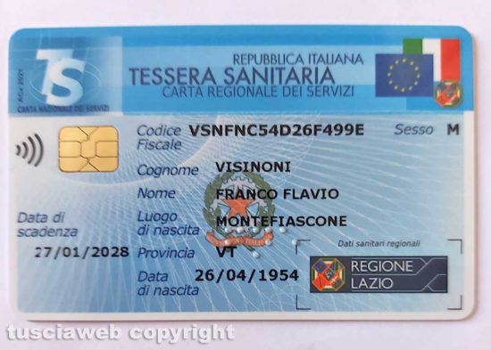 La nuova tessera sanitaria di Franco Visinoni, inviata 15 anni dopo la morte 