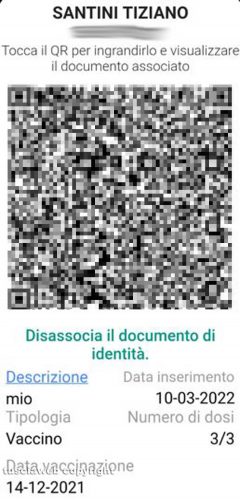 Il green pass di Tiziano Santini