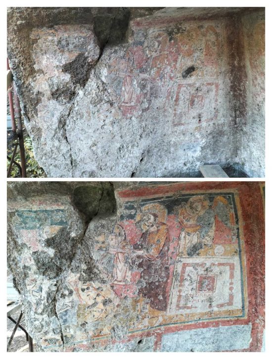Vallerano - Gli affreschi nella Grotta del Santissimo Salvatore - Prima e dopo