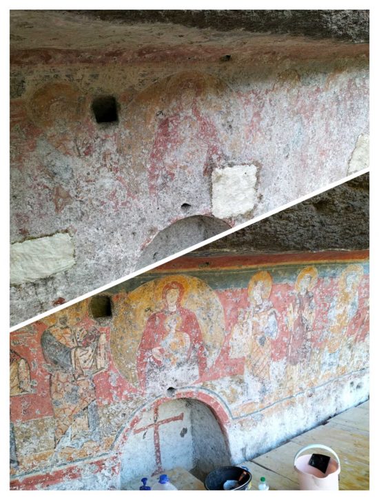 Vallerano - Gli affreschi nella Grotta del Santissimo Salvatore - Prima e dopo