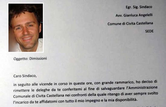 Civita Castellana - La lettera di dimissioni dell''assessore Sergio Annesi