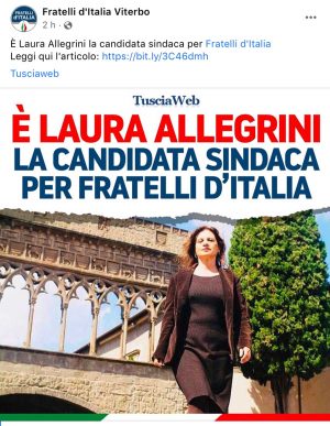 Allegrini candidata sindaca per FdI. - Il post