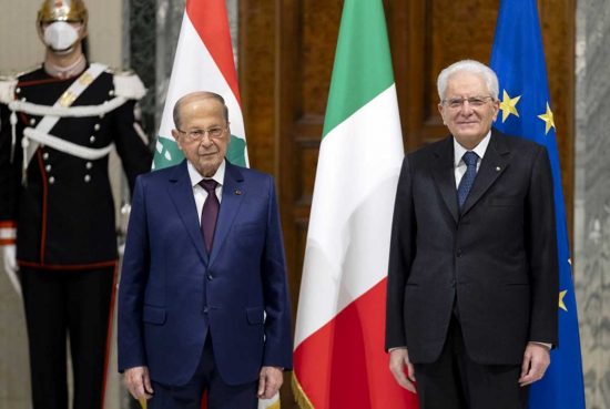 Sergio Mattarella e il presidente del Libano Michel Aoun