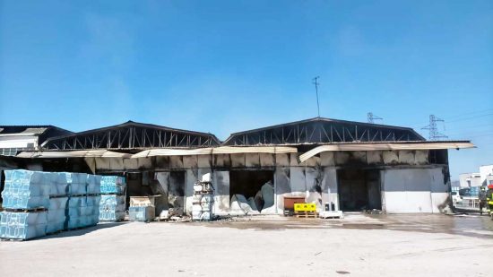 Gallese - Incendio nella fabbrica di sanitari Gsi ceramica