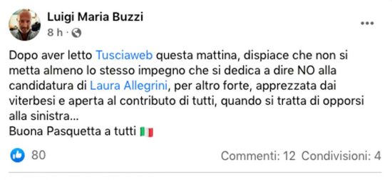 Il post di Luigi Maria Buzzi (FdI)