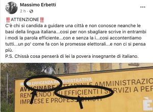 Errore su un manifesto - Il post di Erbetti (M5s)