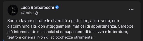 Il post su Facebook di Luca Barbareschi