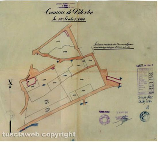 Viterbo - 4 marzo 1947 - Planimetria del vivaio del Consorzio agrario provinciale di Viterbo in via Faul