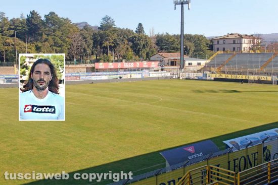 Viterbo - Lo stadio Rocchi - Nel riquadro Giovanni Tiberi
