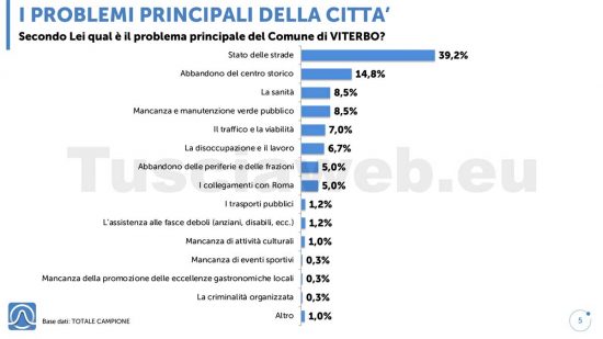 Sondaggio Istituto Piepoli - Tusciaweb - Problemi principali della città