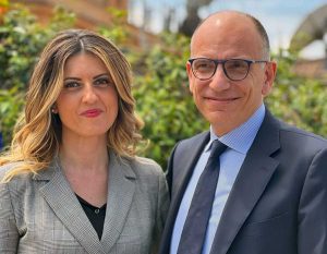 Alessandra Troncarelli ed Enrico Letta