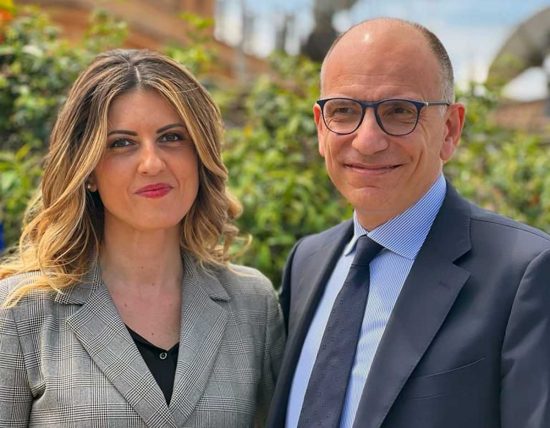 Alessandra Troncarelli ed Enrico Letta