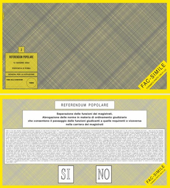 Referendum 12 giugno 2022 - Scheda