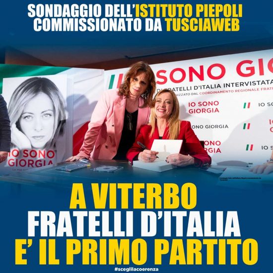 Il sondaggio Istituto Piepoli-Tusciaweb ripreso da Fratelli d'Italia