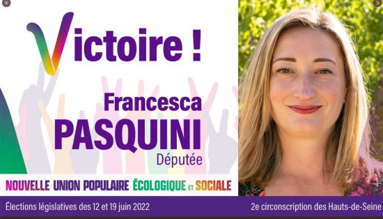 Francesca Pasquini eletta all'assemblea nazionale francese