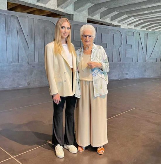 Chiara Ferragni e Liliana Segre al memoriale della Shoah