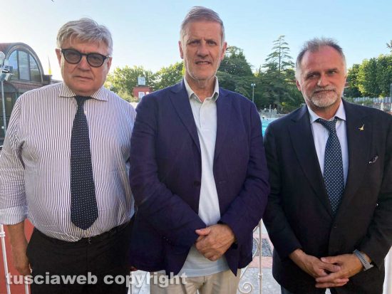 Viterbo - Il ministro del Turismo Massimo Garavaglia con Umberto Fusco e Claudio Ubertini
