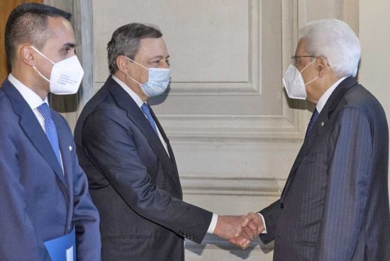 Luigi Di Maio, Mario Draghi e Sergio Mattarella