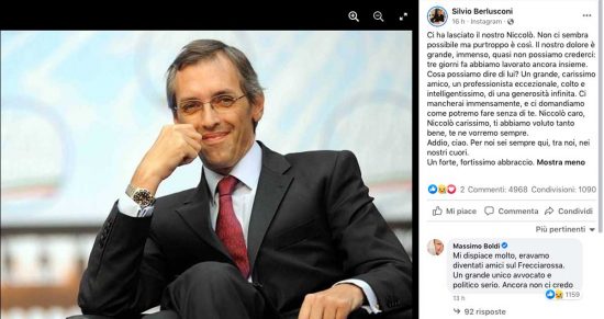 Morte Ghedini - Il post Fb di Berlusconi
