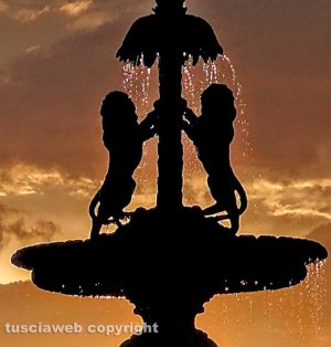 Viterbo - Particolare della fontana di palazzo dei Priori