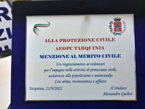 Tarquinia - Menzione al merito civile per i volontari Aeopc