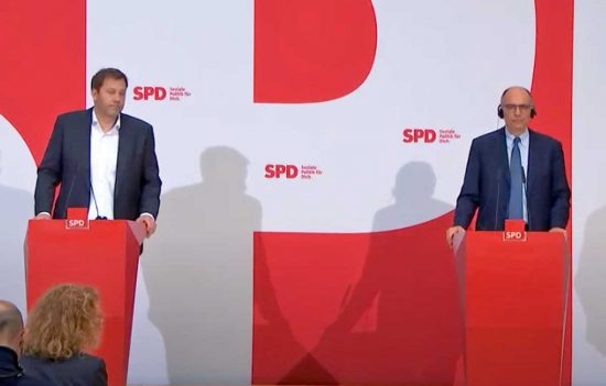Berlino - La conferenza stampa di Lars Klingbeil ed Enrico Letta