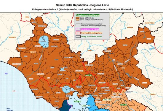 Elezioni politiche 2022 - Senato - Il collegio della Tuscia