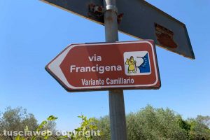 Viterbo - Il cartello di segnalazione della Via Francigena
