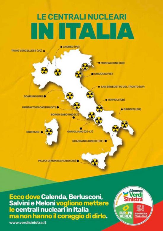 Possibili siti per le centrali nucleari in Italia - Il documento di Verdi-Sinistra italiana