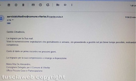 Servizi al cittadino - La risposta via mail del comune