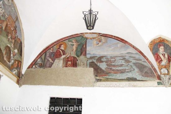 Viterbo - Santa Maria della Quercia - L'affresco con la battaglia di Lepanto del 1571