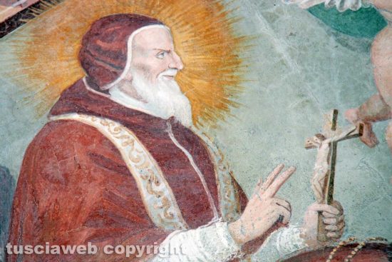 Viterbo - Santa Maria della Quercia - L'affresco con la battaglia di Lepanto del 1571 - Papa Pio V