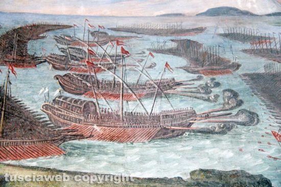 Viterbo - Santa Maria della Quercia - L'affresco con la battaglia di Lepanto del 1571