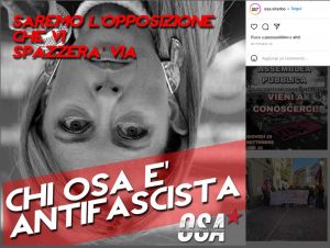 Il post sul profilo Instagram Osa con Meloni