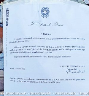 Roma - Cimitero Verano chiuso - L'ordinanza del prefetto