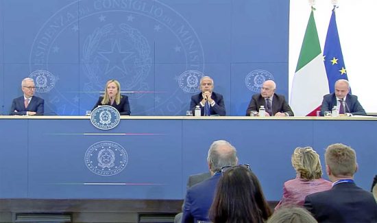 Roma - Conferenza stampa di Giorgia Meloni, Carlo Nordio, Orazio Schillaci e Matteo Piantedosi 