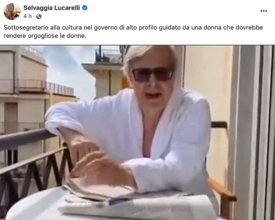 Il post di Selvaggia Lucarelli sul video di Sgarbi