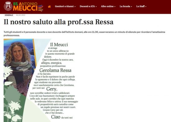 Il saluto del Meucci per la professoressa Gerolama Ressa