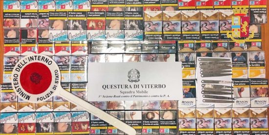 Viterbo - Le sigarette ritrovate dalla polizia
