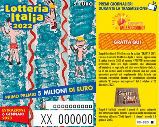 Un biglietto della Lotteria Italia 2022