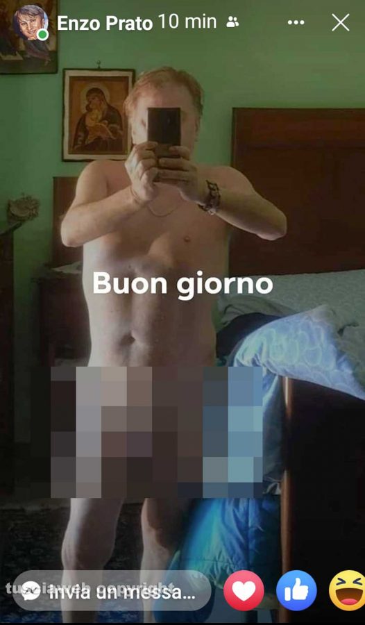 La foto apparsa sul profilo Facebook di don Enzo Prato