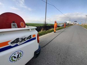 Incendio bordo strada a Riva dei Tarquini