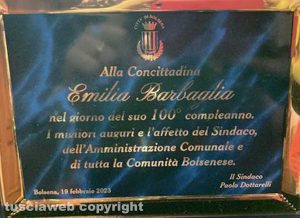 Bolsena festeggia la centenaria Emilia Barbaglia