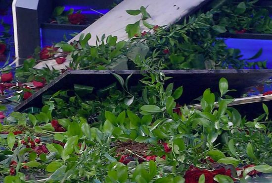 Sanremo - Blanco rompe i vasi di rose in mondovisione
