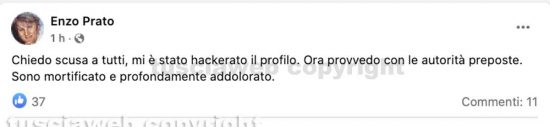 Il profilo Facebook di don Enzo Prato – Il post di scuse
