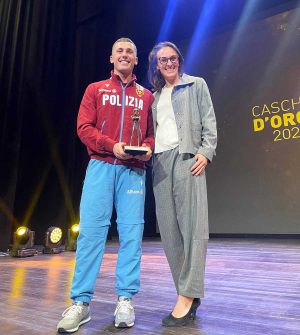 Sport - Motociclismo - Alessandro Lupino ai Caschi d'oro con la moglie Federica